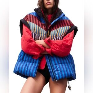 Free People In A Bubble Printed Puffer Vest